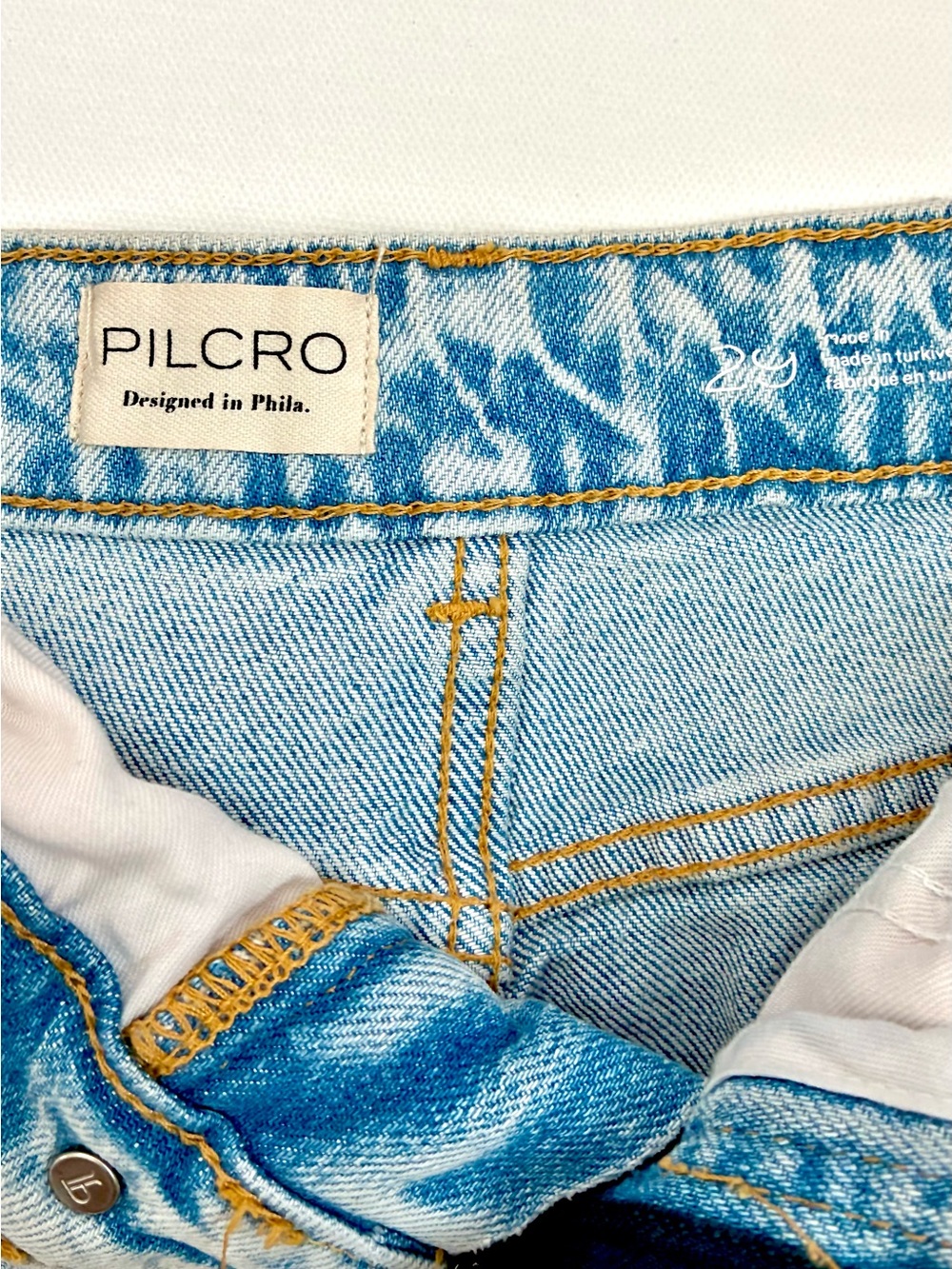 Anthropologie Pilcro Light Blue Pearl + Crystal Straight Leg Jeans - Picture 6 of 12